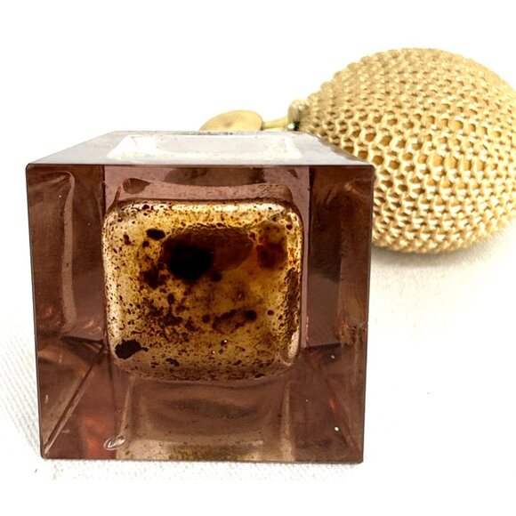 Irice Smoky Lavender Glass Perfume Bottle Atomizer Original Label Hand Cut 2.75" - Picture 8 of 8